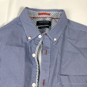 Blue denim & flower men’s dress shirt